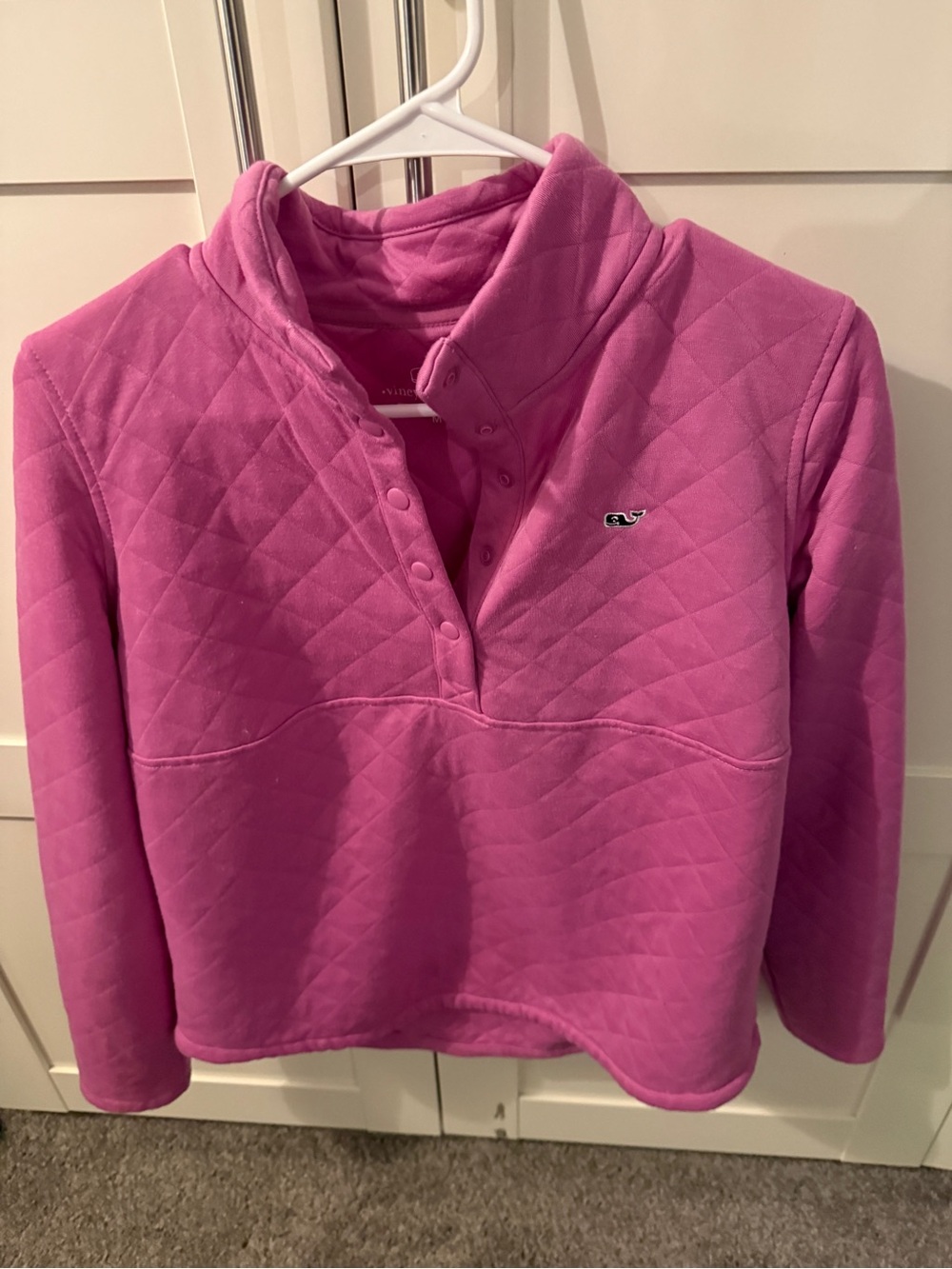 Vineyard Vines Hot Pink Quilted Snap-Up Pullover